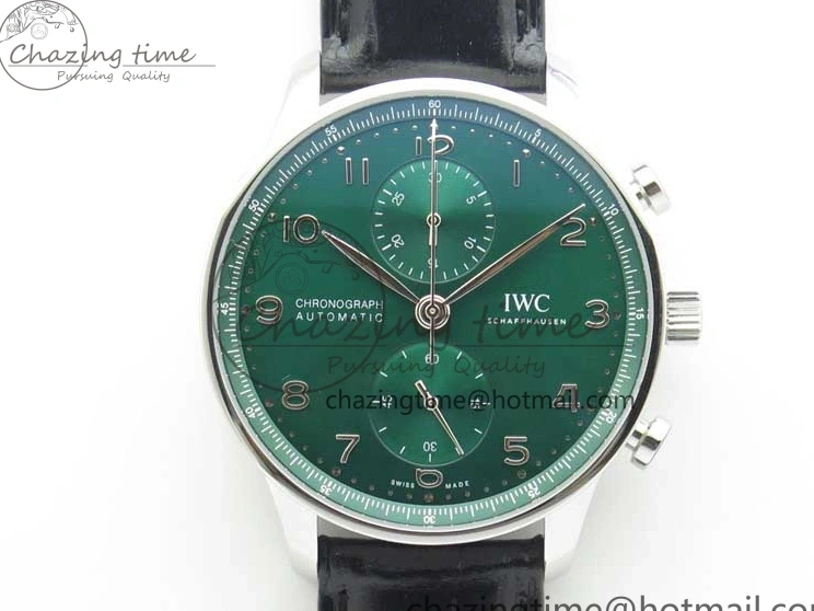 MIROTIME 0520 Elegant Portuguese IW371615 ZF 1:1 Best Edition SS Green Dial on Black Leather Strap A96355 V 7081